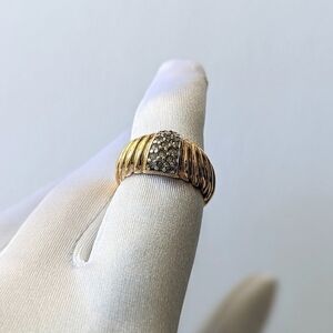 Nolan Miller Gold Dome Faux Pave Crusted Crystal Ridge Ring - sz 8